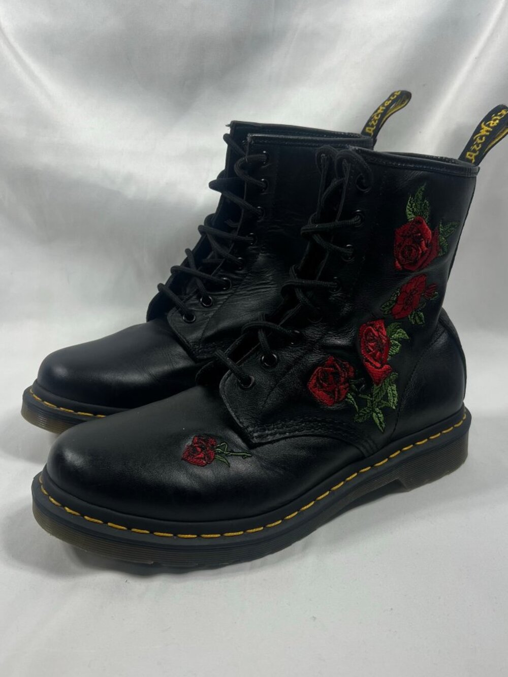 Dr. Martens Boots Womens 1460 Vonda Combat Leather Floral Embroidered 10 Grunge - Picture 3 of 9